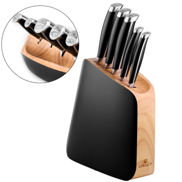 GERLACH LOFT Komplet 5 noży w bloku + Gerlach Natur Tasak do ziół z deską 