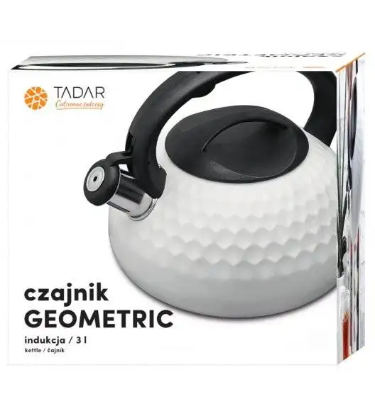 TADAR GEOMETRIC Czajnik biały na indukcję / 3,0 l / stal nierdzewna 