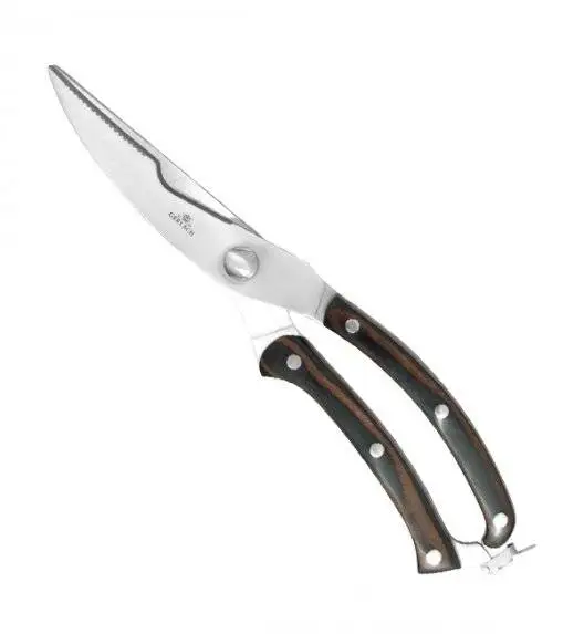 GERLACH NATUR Komplet 5 noży w bloku + ostrzałka 3w1 Gerlach Granitex+ nożyce drewniane do drobiu 