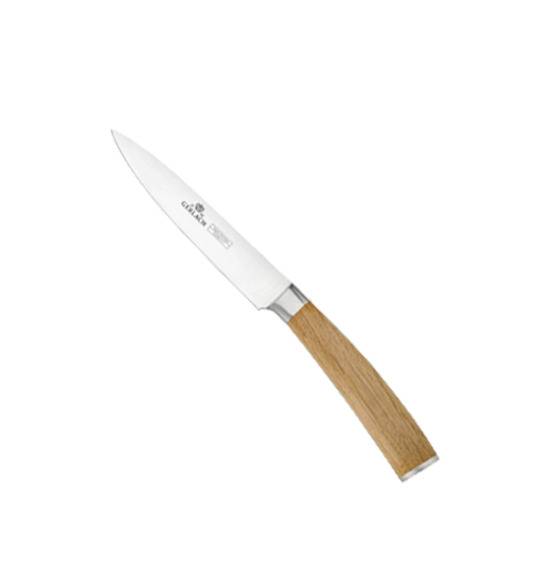 GERLACH NATUR Komplet 5 noży w bloku + Natur Tasak do ziół z deską + nożyce do drobiu drewniane