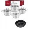 GERLACH BRAVA Komplet Garnki z pokrywkami 8 el + Gerlach Smart Patelnia 20 24 28 cm 