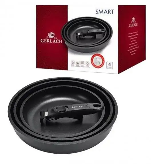 GERLACH PRIME Komplet Garnki z pokrywkami 6 el + patelnie Gerlach Smart Patelnia 20 24 28 cm 