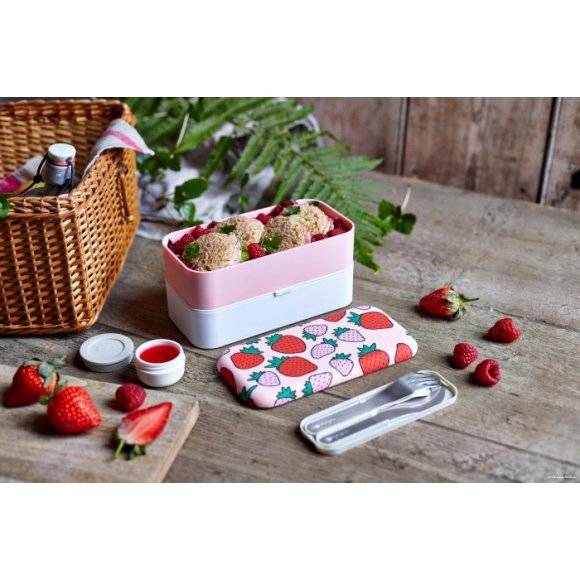 MONBENTO BENTO ORIGINAL Lunchbox 2 x 0,5 L / Graphic Strawberry
