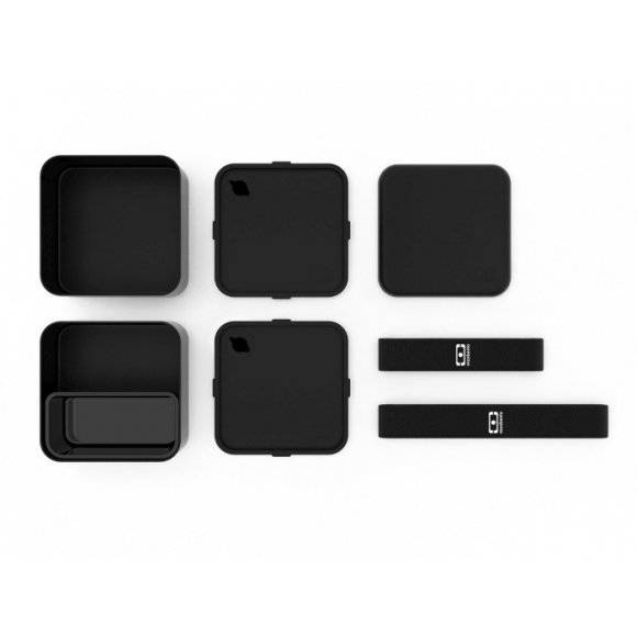 MONBENTO BENTO SQUARE Lunchbox 2 x 0,85 L / Black Onyx