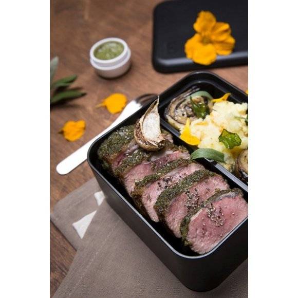 MONBENTO BENTO SQUARE Lunchbox 2 x 0,85 L / Black Onyx