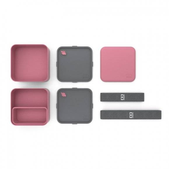 MONBENTO BENTO SQUARE Lunchbox 2 x 0,85 L / Pink Blush