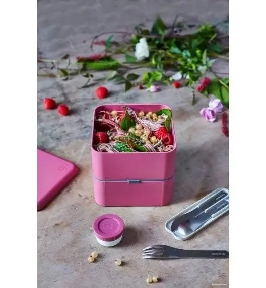 MONBENTO BENTO SQUARE Lunchbox 2 x 0,85 L / Pink Blush