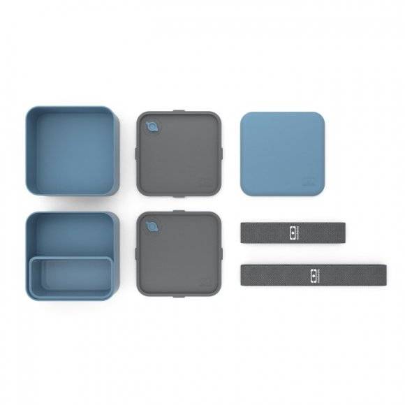 MONBENTO BENTO SQUARE Lunchbox 2 x 0,85 L / Blue Denim