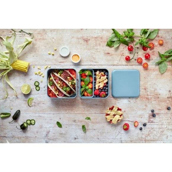 MONBENTO BENTO SQUARE Lunchbox 2 x 0,85 L / Blue Denim