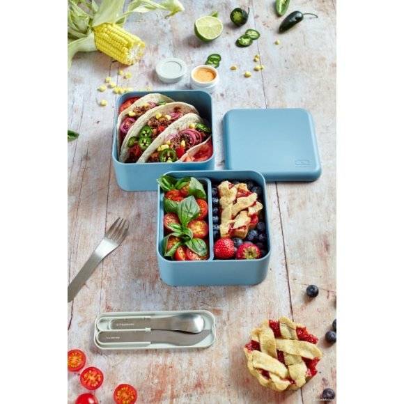 MONBENTO BENTO SQUARE Lunchbox 2 x 0,85 L / Blue Denim