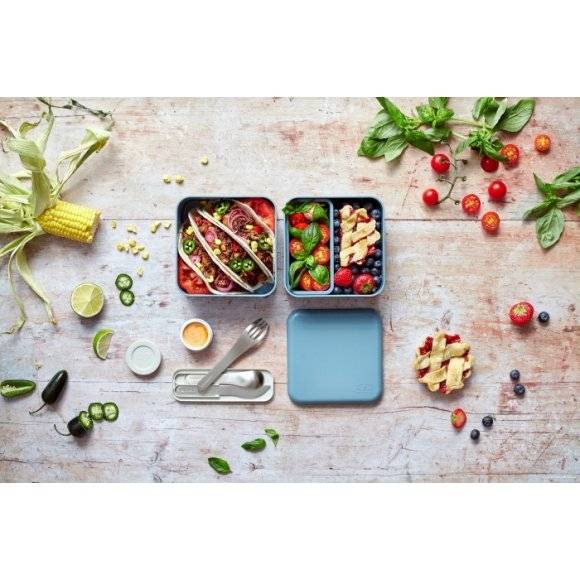 MONBENTO BENTO SQUARE Lunchbox 2 x 0,85 L / Blue Denim