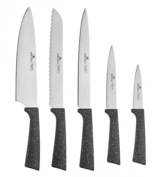 GERLACH SMART GRANIT Komplet 5 noży w bloku + ostrzałka 3w1 + nożyce stalowe do drobiu 