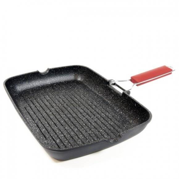 MONETA PRO GRILL Patelnia grillowa 34 x 24 cm / składana rączka / powłoka Greblon C3 / indukcja