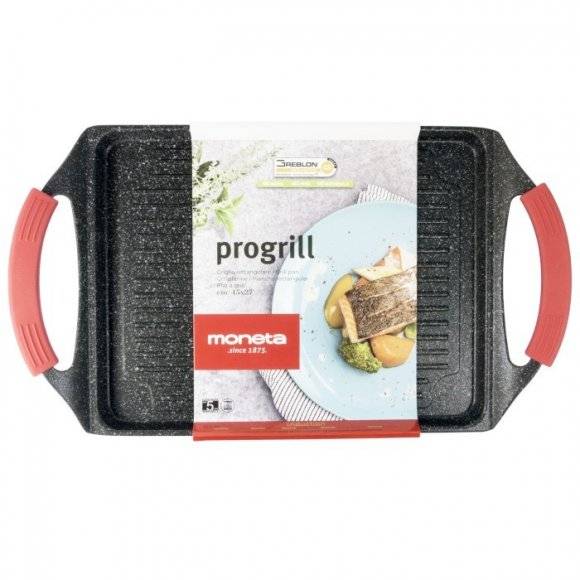 MONETA PRO GRILL Płyta grillowa 45 x 27 cm / powłoka Greblon C3 / indukcja