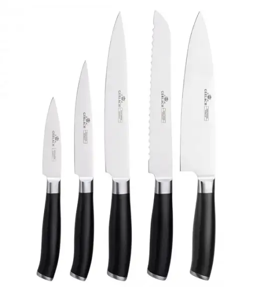 ​GERLACH DECO BLACK Komplet 5 noży w bloku + ostrzałka 3w1