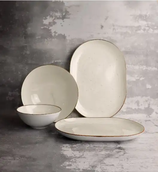 LUBIANA BOSS 6630U Serwis obiadowy 28 el / 6 osób / budyniowy / porcelana ręcznie malowana