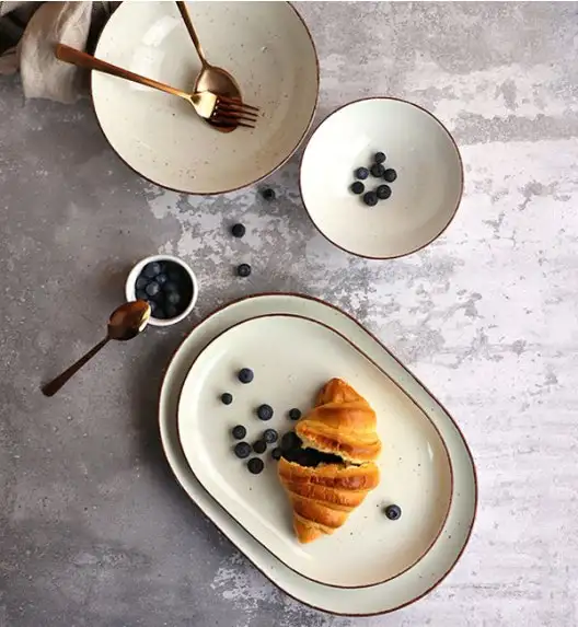 LUBIANA BOSS 6630U Serwis obiadowy 28 el / 6 osób / budyniowy / porcelana ręcznie malowana