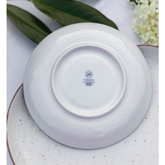 LUBIANA BOSS 6630U Serwis obiadowo - kawowy 36 el / 6 osób / budyniowy / porcelana ręcznie malowana
