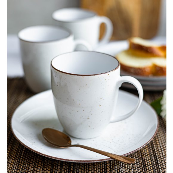 LUBIANA BOSS 6630U Serwis obiadowo - kawowy 36 el / 6 osób / budyniowy / porcelana ręcznie malowana