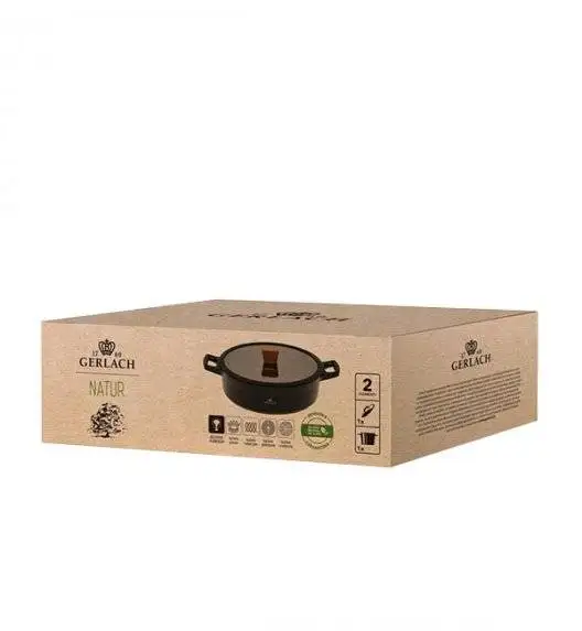 GERLACH NATUR Komplet garnków 24, 28 cm / 4,5 /4,2 L + Patelnie Natur 20, 28 cm / powłoka ILAG Xera Dur 2 Ceramic  / indukcja 