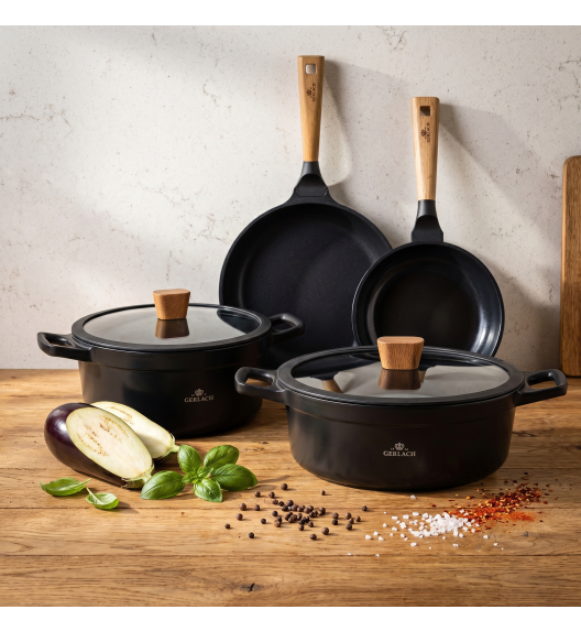 GERLACH NATUR Komplet garnków 24, 28 cm + Patelnie Natur Evo 20, 28 cm / powłoka ILAG Xera Dur 2 Ceramic / indukcja 