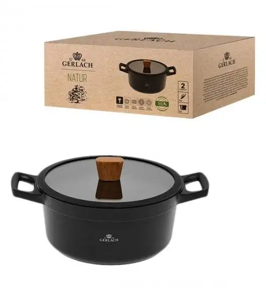 GERLACH NATUR Komplet Garnek 4,5 L z pokrywką 24 cm + Patelnia Natur 24 cm / powłoka ILAG Xera Dur 2 Ceramic  / indukcja 