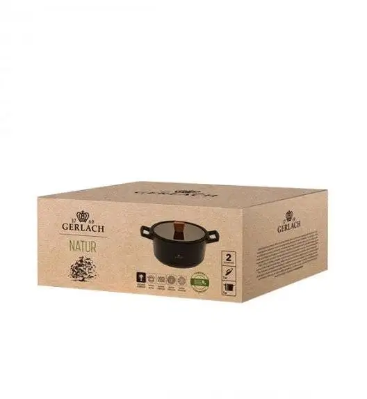 GERLACH NATUR Komplet Garnek 4,5 L z pokrywką 24 cm + Patelnia Natur 24 cm / powłoka ILAG Xera Dur 2 Ceramic  / indukcja 