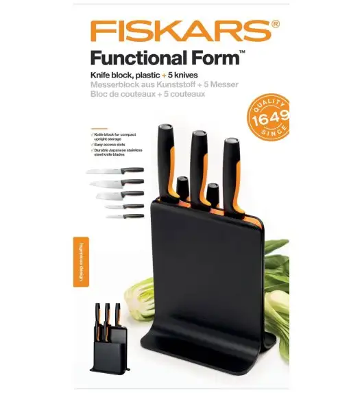 FISKARS FUNCTIONAL FORM 1057554 Komplet 5 noży w bloku czarnym 