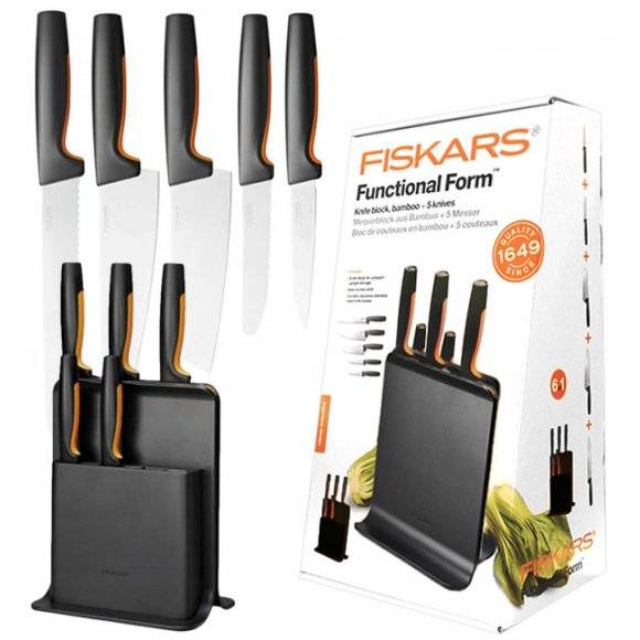 FISKARS FUNCTIONAL FORM 1057554 Komplet 5 noży w bloku czarnym 