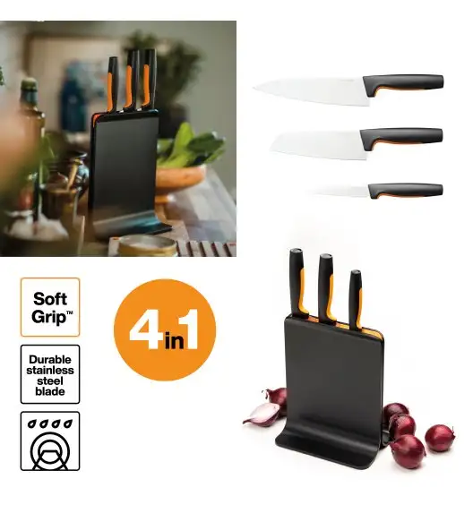 FISKARS FUNCTIONAL FORM 1057555 Komplet 3 noży w bloku czarnym