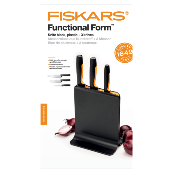 FISKARS FUNCTIONAL FORM 1057555 Komplet 3 noży w bloku czarnym