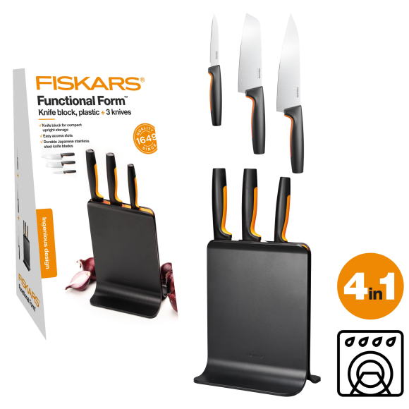 FISKARS FUNCTIONAL FORM 1057555 Komplet 3 noży w bloku czarnym