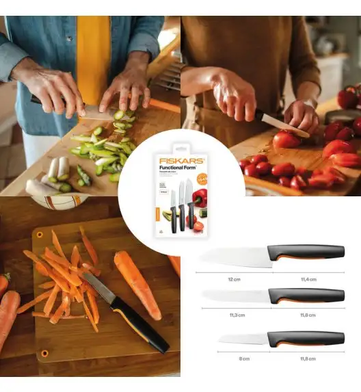 FISKARS FUNCTIONAL FORM 1057556 Komplet 3 noży kuchennych FAVOURITE SET w pudełku / stal nierdzewna
