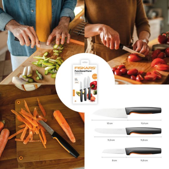FISKARS FUNCTIONAL FORM 1057556 Komplet 3 noży kuchennych FAVOURITE SET w pudełku / stal nierdzewna
