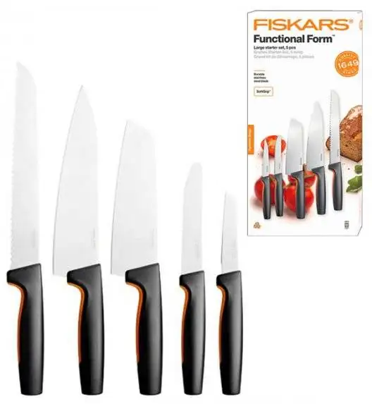 FISKARS FUNCTIONAL FORM 1057558 Komplet 5 noży kuchennych STARTER SET w pudełku / stal nierdzewna
