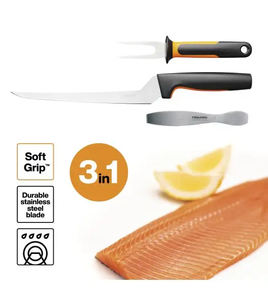 FISKARS FUNCTIONAL FORM 1057560 Komplet do ryb 3 el w pudełku / stal nierdzewna