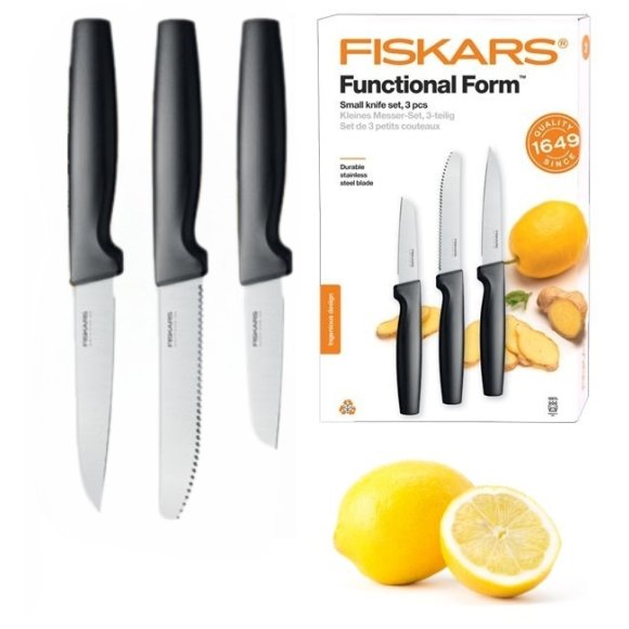 FISKARS FUNCTIONAL FORM 1057561 Komplet 3 małych noży kuchennych w pudełku / stal nierdzewna