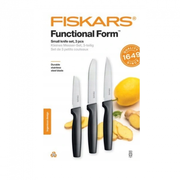 FISKARS FUNCTIONAL FORM 1057561 Komplet 3 małych noży kuchennych w pudełku / stal nierdzewna
