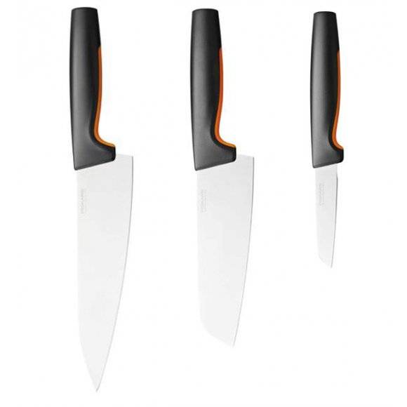 FISKARS FUNCTIONAL FORM 1057555 Komplet 3 noży w bloku czarnym + ostrzałka Fiskars Edge