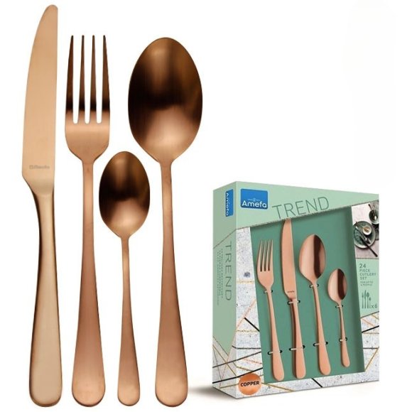 AMEFA AUSTIN VINTAGE Sztućce UE 24 el pudełko / 6 os RETRO STYL / miedziane / wieczysta gwarancja