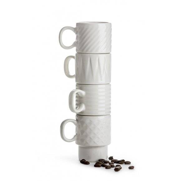 SAGAFORM COFFEE Zestaw 4 filiżanek do espresso 100 ml / białe / ceramika