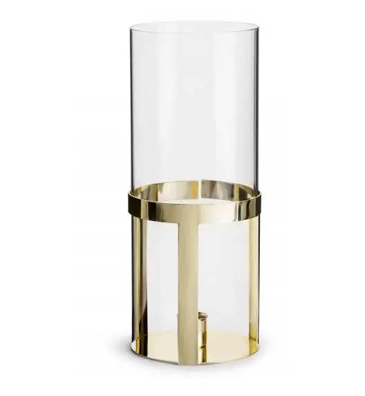 SAGAFORM INTERIOR Szklany świecznik z pozłacanym elementem / 10 x 25 cm