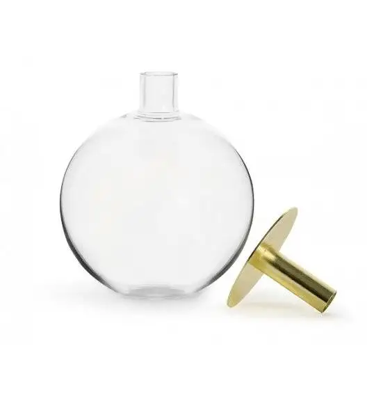 SAGAFORM INTERIOR Szklany wazonik / świecznik z pozłacanym elementem / 18 cm