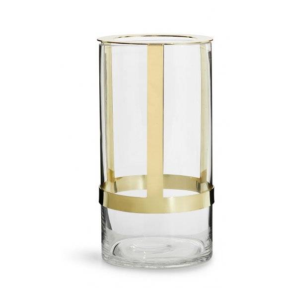 SAGAFORM INTERIOR Szklany wazon z pozłacanym elementem / 15 x 28 cm
