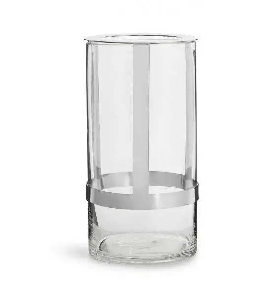 SAGAFORM INTERIOR Szklany wazon ze srebrnym elementem / 15 x 28 cm