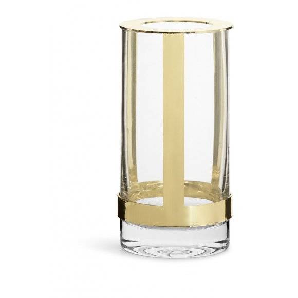 SAGAFORM INTERIOR Szklany wazon z pozłacanym elementem / 8 x 15 cm