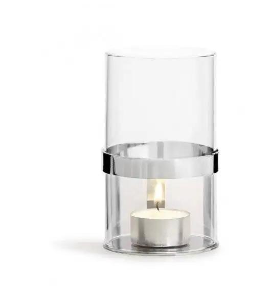 SAGAFORM INTERIOR Szklany świecznik ze srebrnym elementem / 7 x 12,5 cm