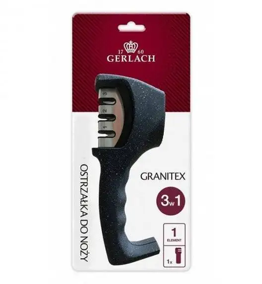 GERLACH COUNTRY Komplet 5 noży w bloku+ ostrzałka 3w1 + nożyce drewniane 