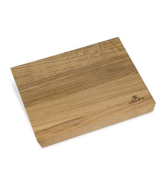GERLACH COUNTRY Komplet 5 noży w bloku+ Tasak do ziół 2w1 Natur + deska drewniana mała 30 x 24 cm