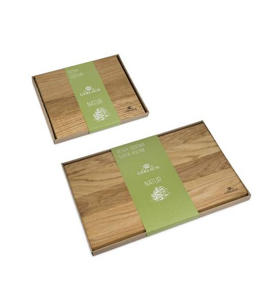 GERLACH COUNTRY Komplet 5 noży w bloku+ Tasak do ziół 2w1 Natur + komplet dwóch desek dębowych